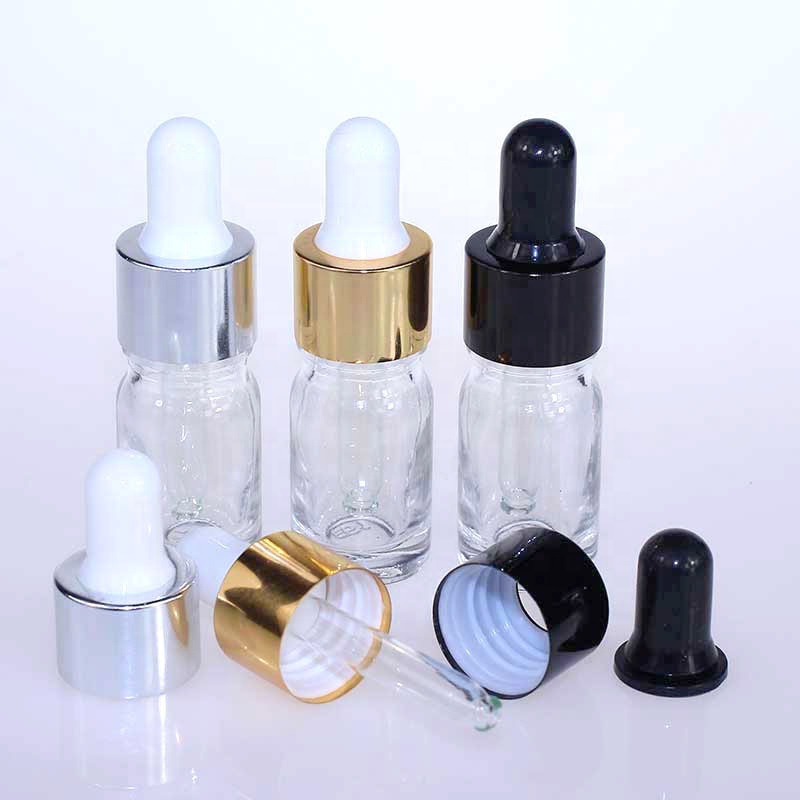 Gold Glass Clear Dropper Bottles For Essential Oil Cosmetic Glass Bottle