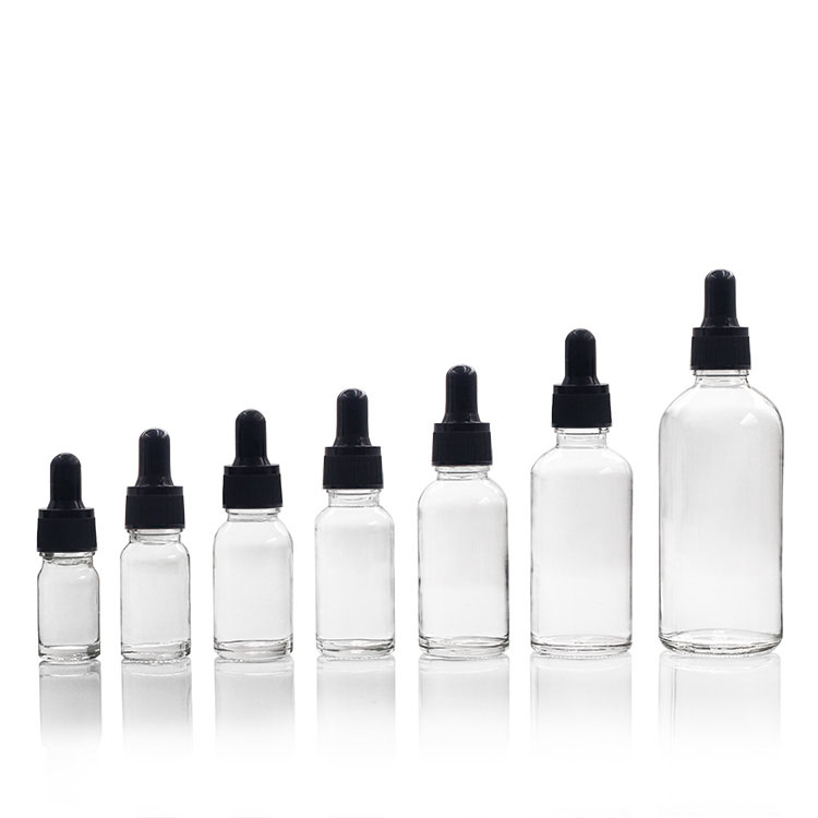 Gold Glass Clear Dropper Bottles For Essential Oil Cosmetic Glass Bottle
