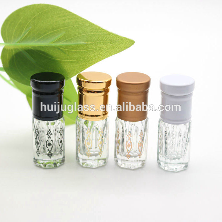 Gold Painting 3ml Attar Oil Glass Oud Perfume Bottles With Custom Logo