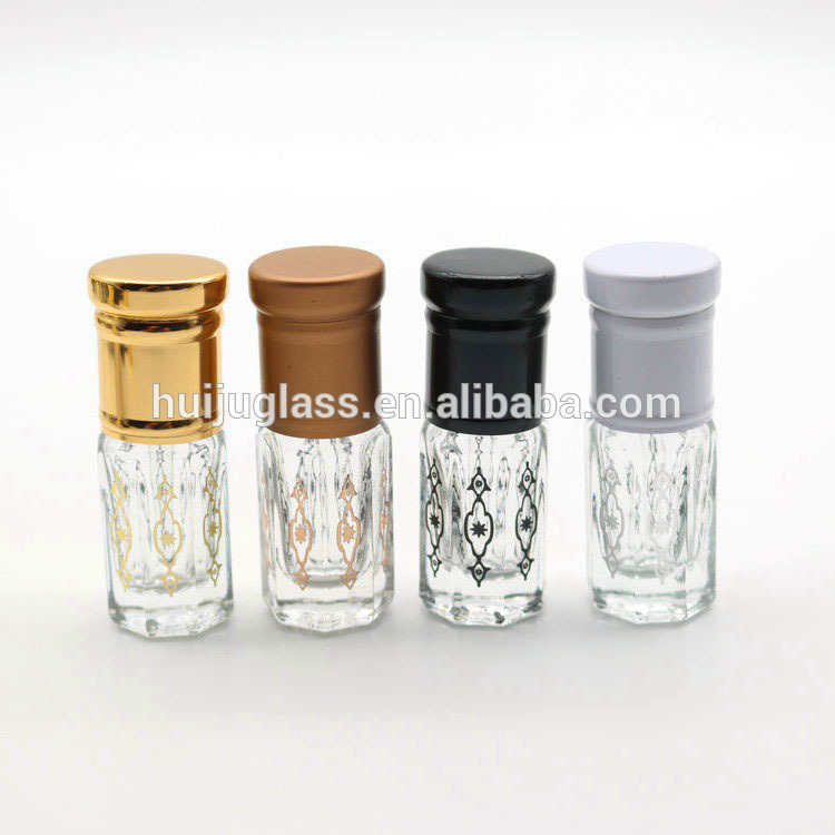 Gold Painting 3ml Attar Oil Glass Oud Perfume Bottles With Custom Logo