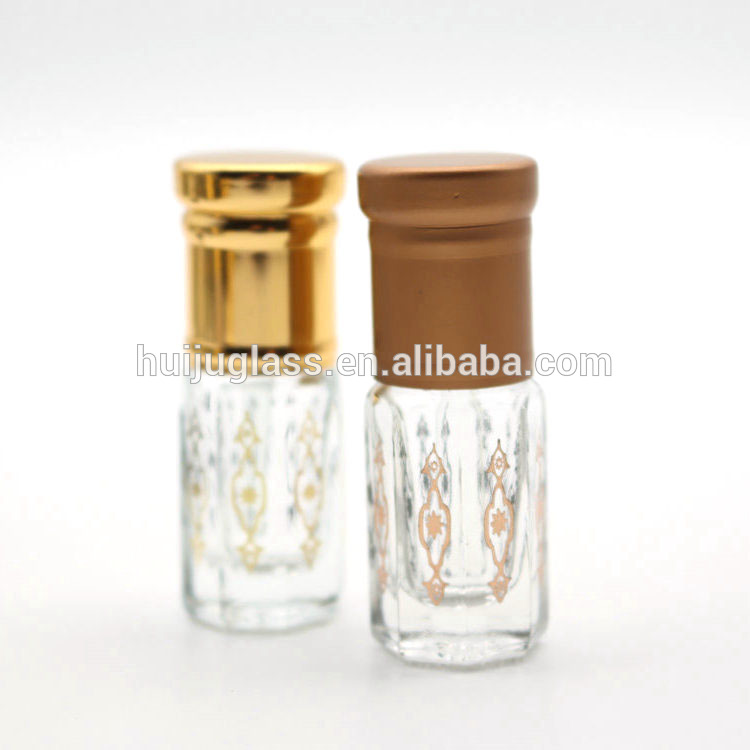 Gold Painting 3ml Attar Oil Glass Oud Perfume Bottles With Custom Logo