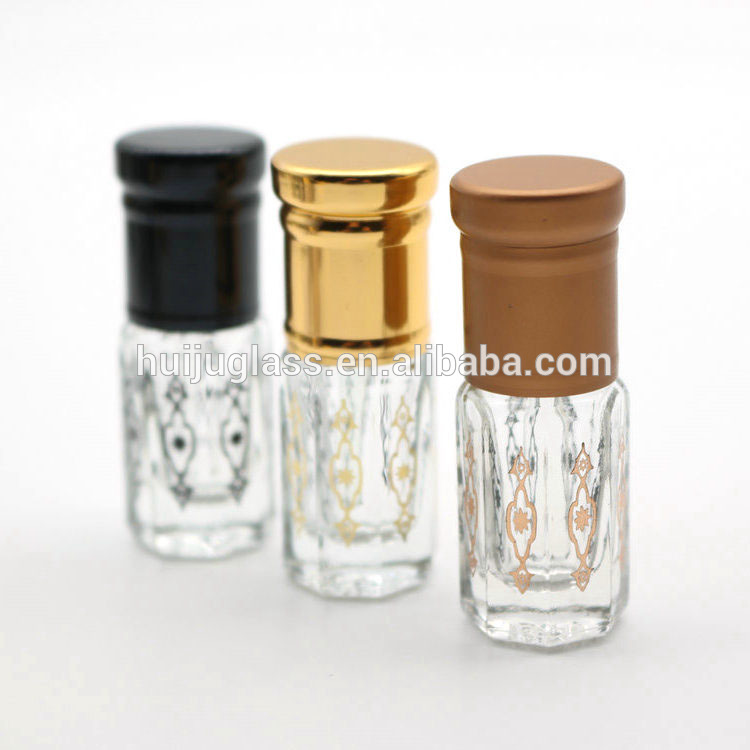 Gold Painting 3ml Attar Oil Glass Oud Perfume Bottles With Custom Logo