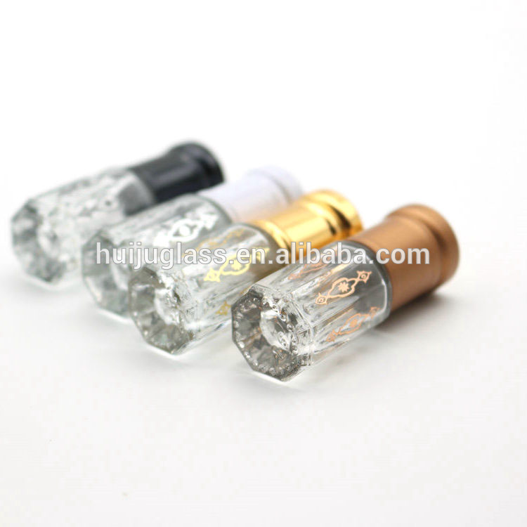 Gold Painting 3ml Attar Oil Glass Oud Perfume Bottles With Custom Logo