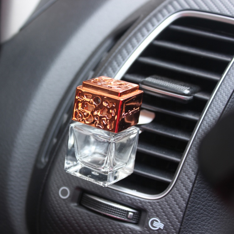 Gold Silver Black Square Bottle Air Conditioner Outlet Personal Perfume Car Air Freshener Glass Empty Bottle Auto Vent AC Clips