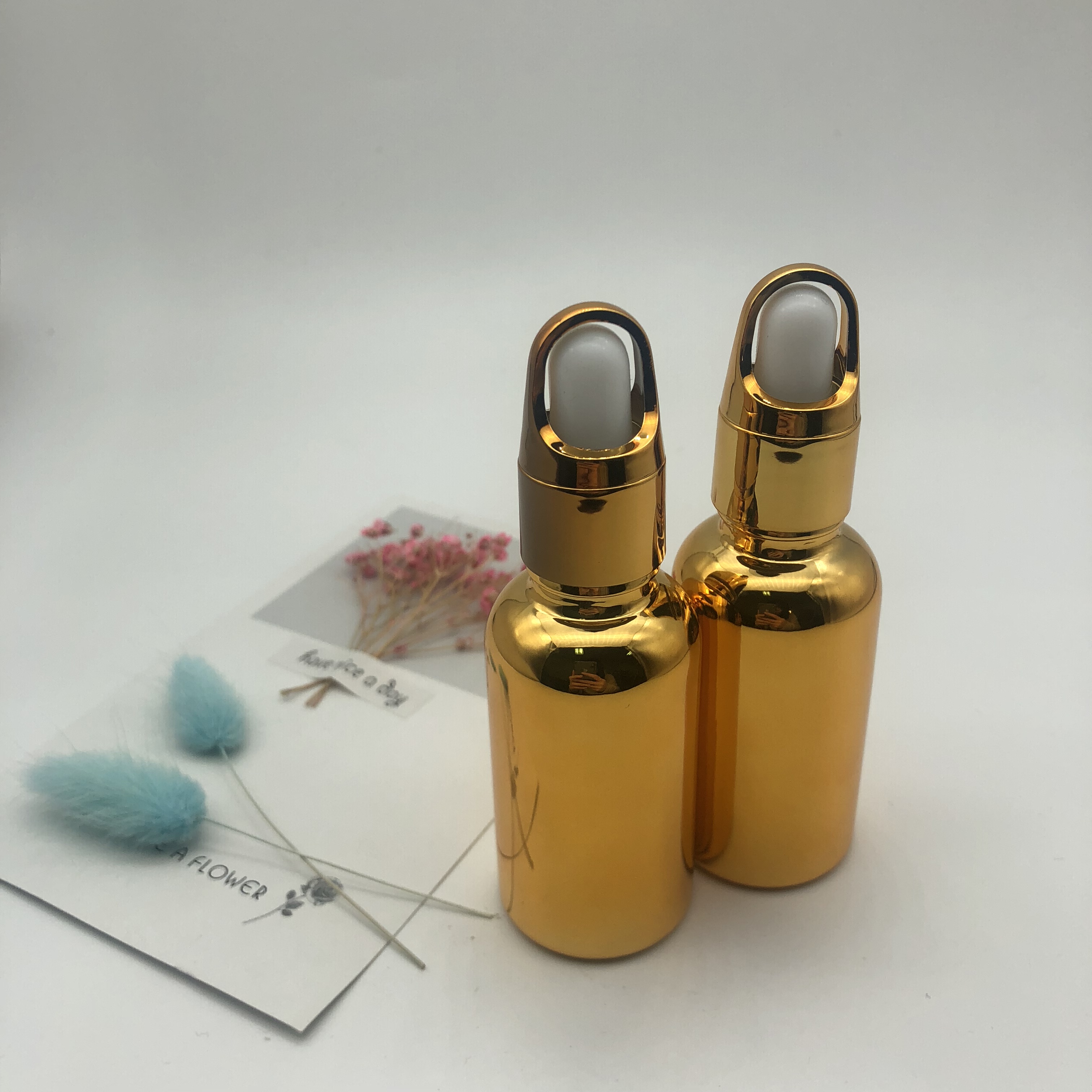 Gold Silver Glass Essential Oil Dropper Bottle