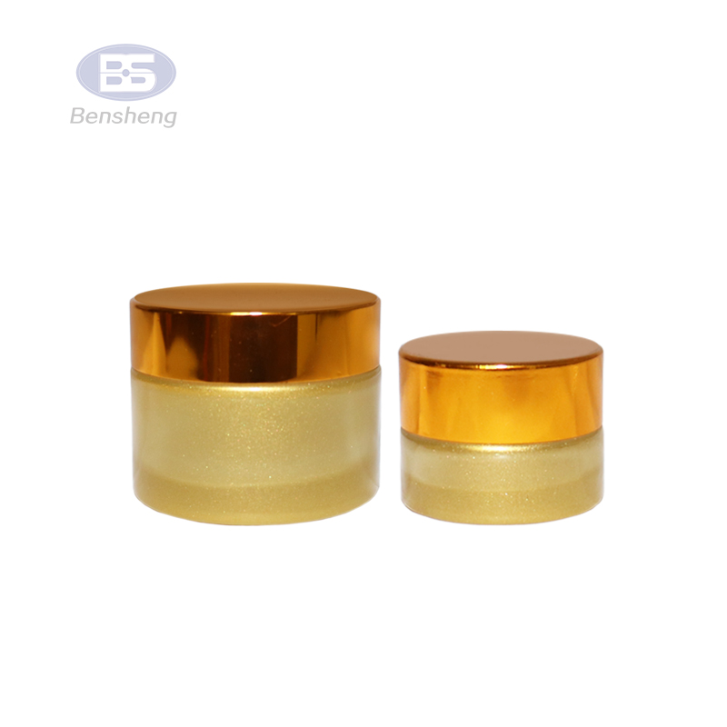 Gold Silver cosmetic eye cream bottle 2oz glass jar with lid for serum cosmetic lotion packing