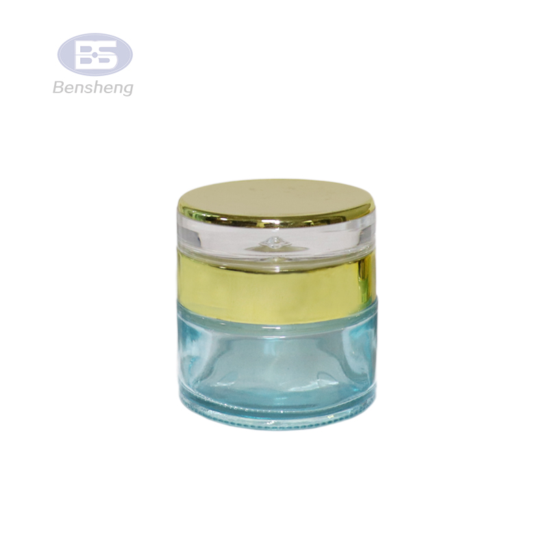 Gold Silver cosmetic eye cream bottle 2oz glass jar with lid for serum cosmetic lotion packing