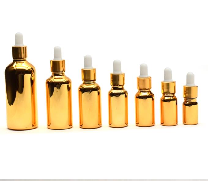 Gold bottle dropper custom logo cbd pipette oil bottles bamboo skin care serum oil use child resistant dropper jar