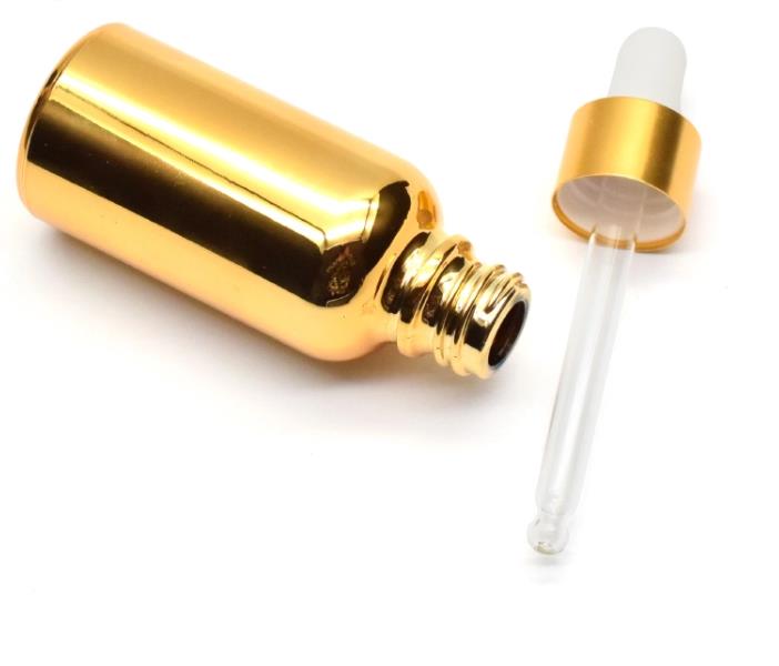 Gold bottle dropper custom logo cbd pipette oil bottles bamboo skin care serum oil use child resistant dropper jar