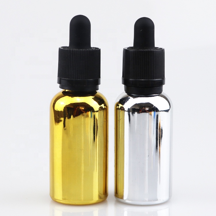 Gold color electroplated 30ml glass bottle with dropper gold oil bottles rose gold dropper bottles