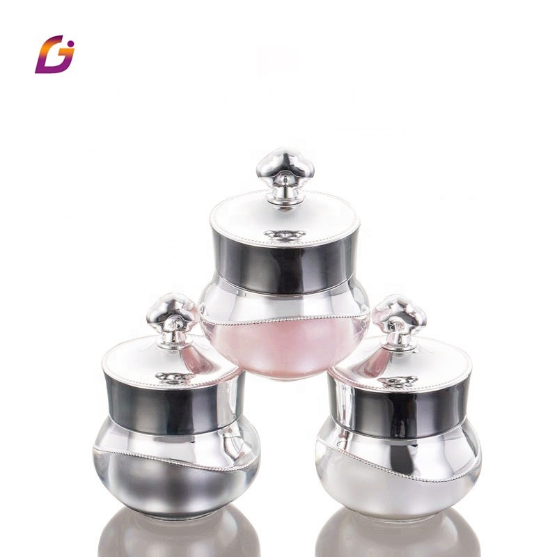 Gold double wall round 5g 10g 15g crown empty luxury acrylic cosmetic jar with lid
