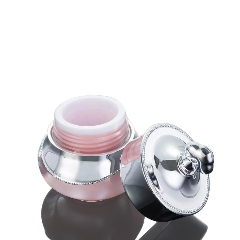 Gold double wall round 5g 10g 15g crown empty luxury acrylic cosmetic jar with lid