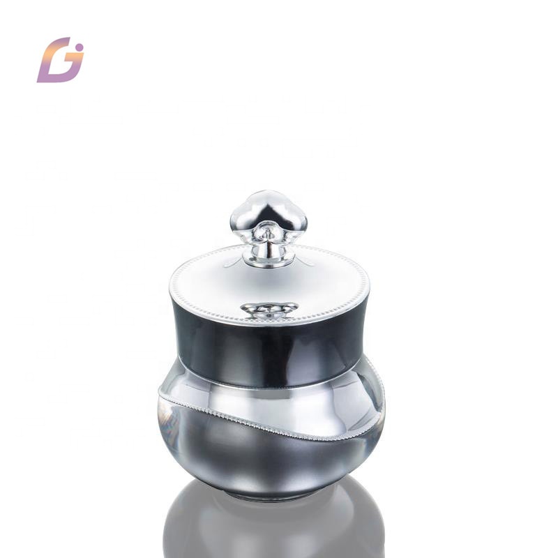 Gold double wall round 5g 10g 15g crown empty luxury acrylic cosmetic jar with lid