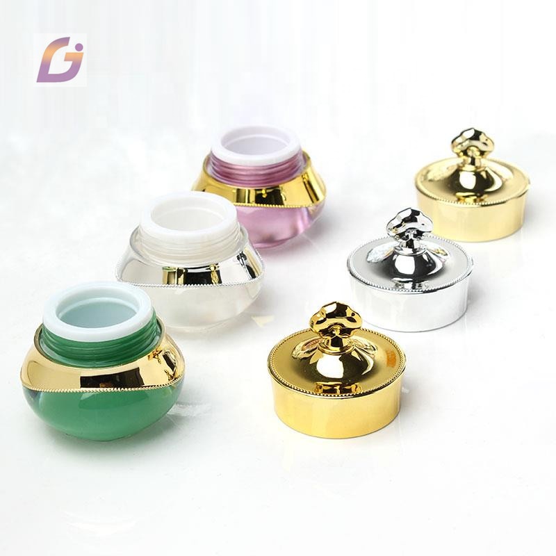 Gold double wall round 5g 10g 15g crown empty luxury acrylic cosmetic jar with lid
