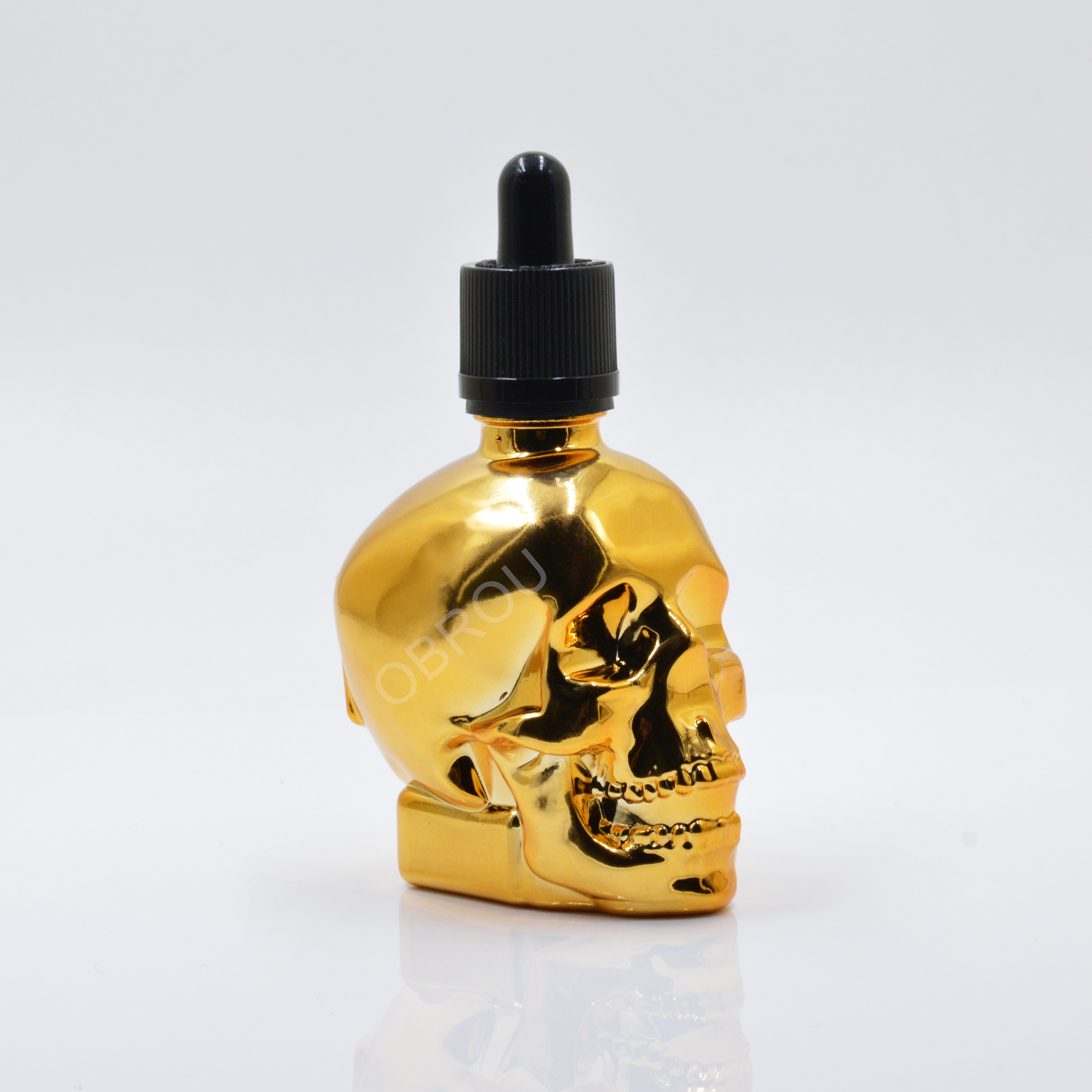 Gold glass skull bottle 30ml 60ml 120ml skull head glass e liquid dropper bottle skull glass e liquid bottle