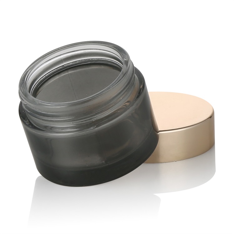Gold lid matte black empty glass jar luxury glass cream jar 5ml 10ml 20ml 30ml 50ml 100ml
