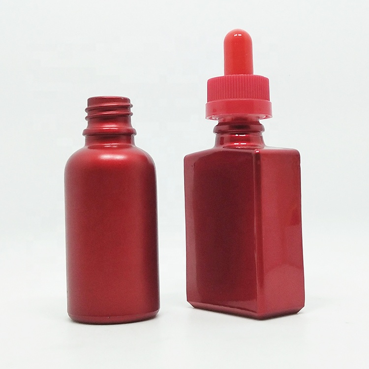 Gold lid pink frosted cosmetic set 30ml glass dropper bottle