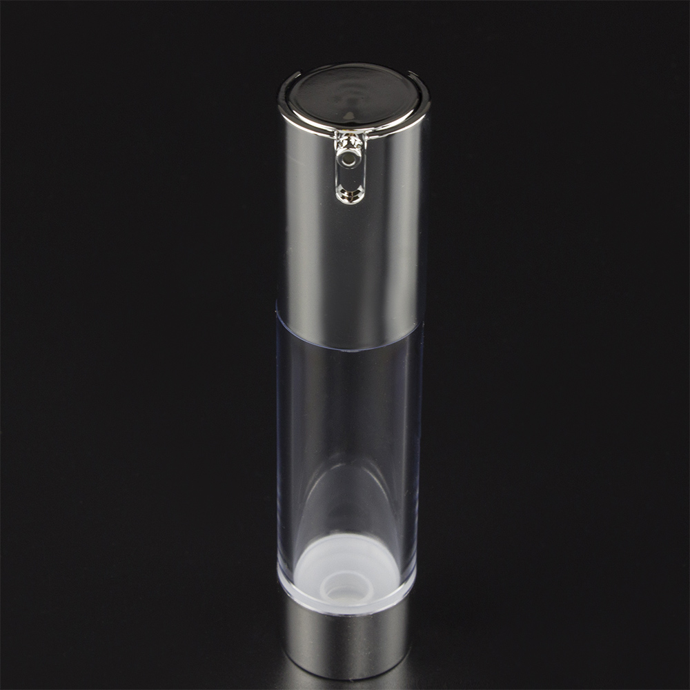 Gold or Sliver Airless Pump Bottles with Clear Body, airless cosmetics container