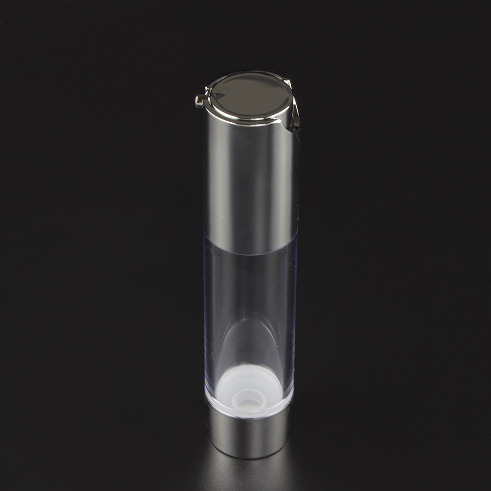 Gold or Sliver Airless Pump Bottles with Clear Body, airless cosmetics container