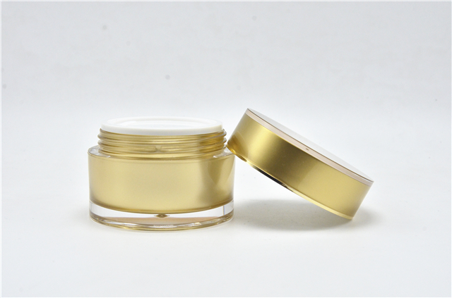 Gold thick wall acrylic cosmetic jar 50ml with skin care use