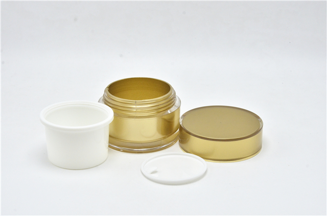 Gold thick wall acrylic cosmetic jar 50ml with skin care use
