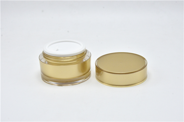 Gold thick wall acrylic cosmetic jar 50ml with skin care use