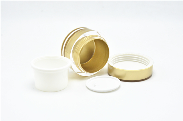 Gold thick wall acrylic cosmetic jar 50ml with skin care use