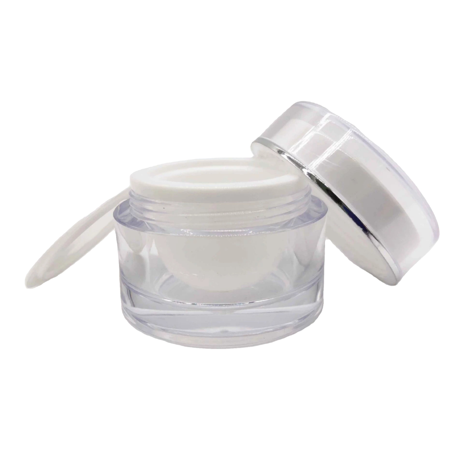Golden Acrylic Cosmetic Jar Empty Pot Bottle Silver Liner with screw cover face cream storage container