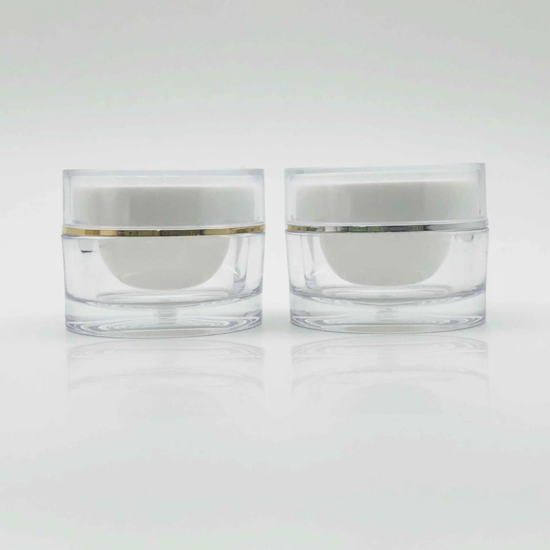 Golden Acrylic Cosmetic Jar Empty Pot Bottle Silver Liner with screw cover face cream storage container