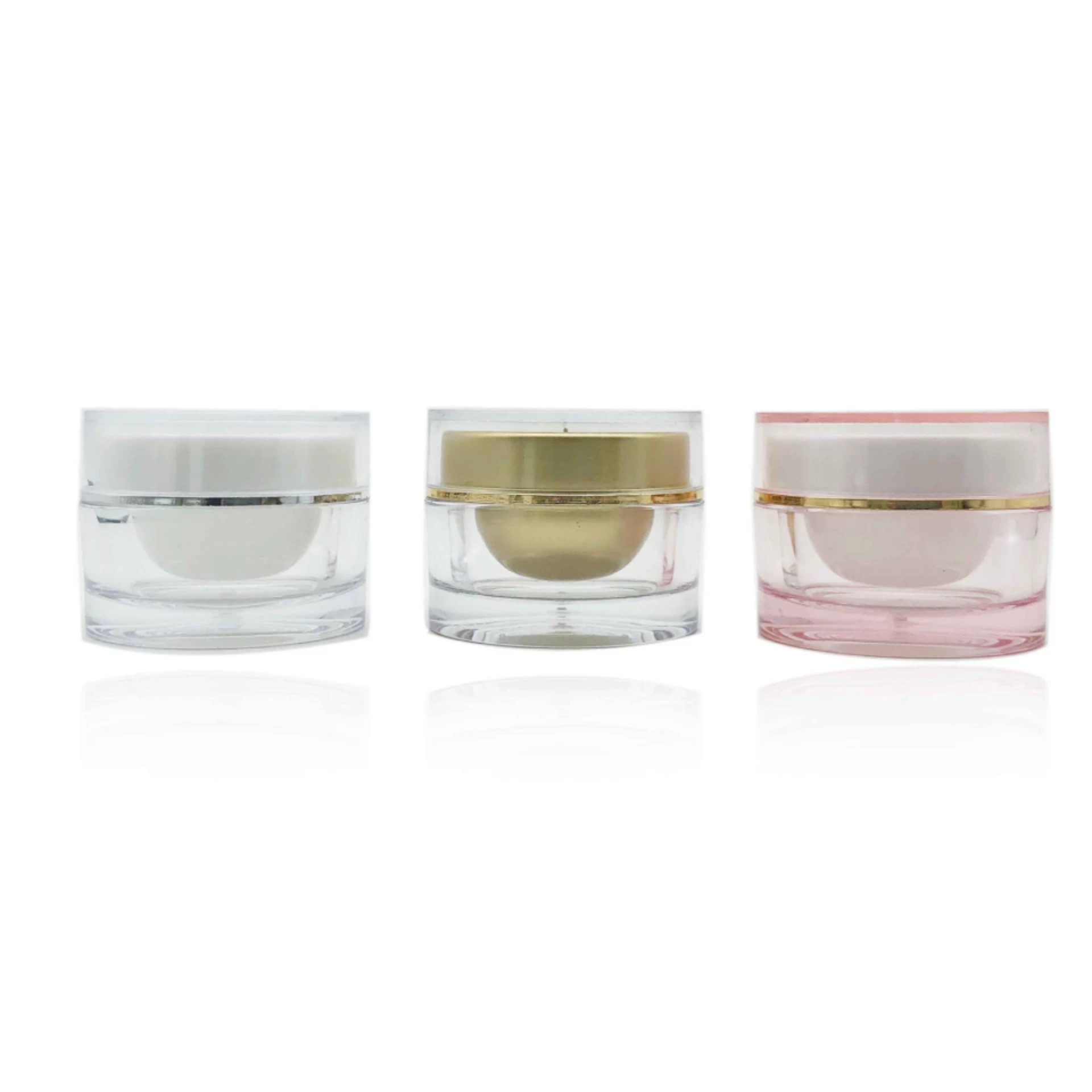 Golden Acrylic Cosmetic Jar Empty Pot Bottle Silver Liner with screw cover face cream storage container