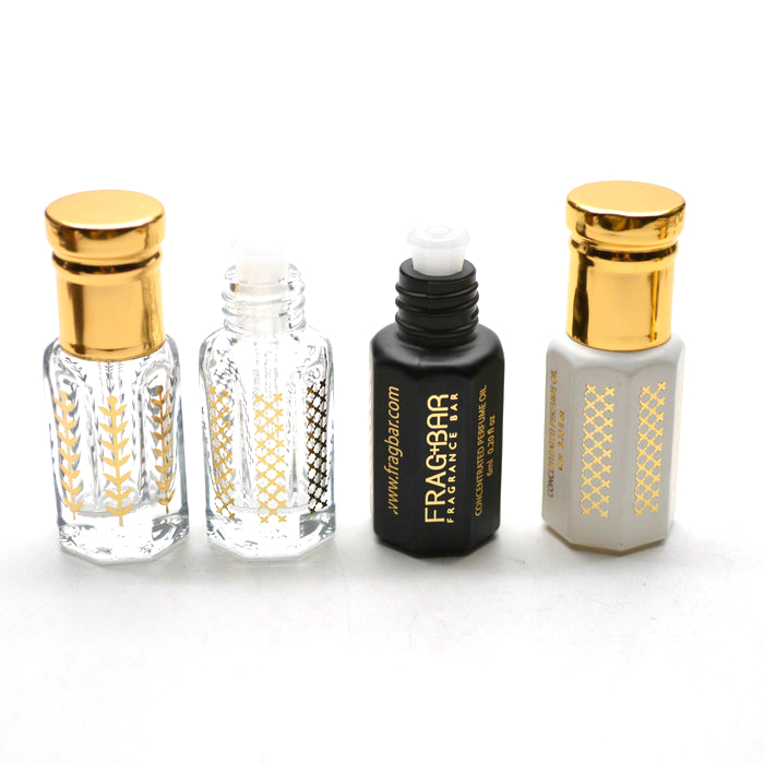 Golden Decorative Black Attar Bottle 6ml