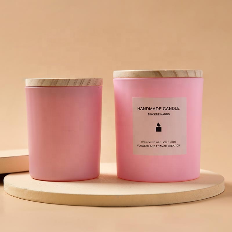 Golden Label Sticker 7oz 10oz Black White Frosted Clear Blue Yellow Pink Glass Candle Jar With Box