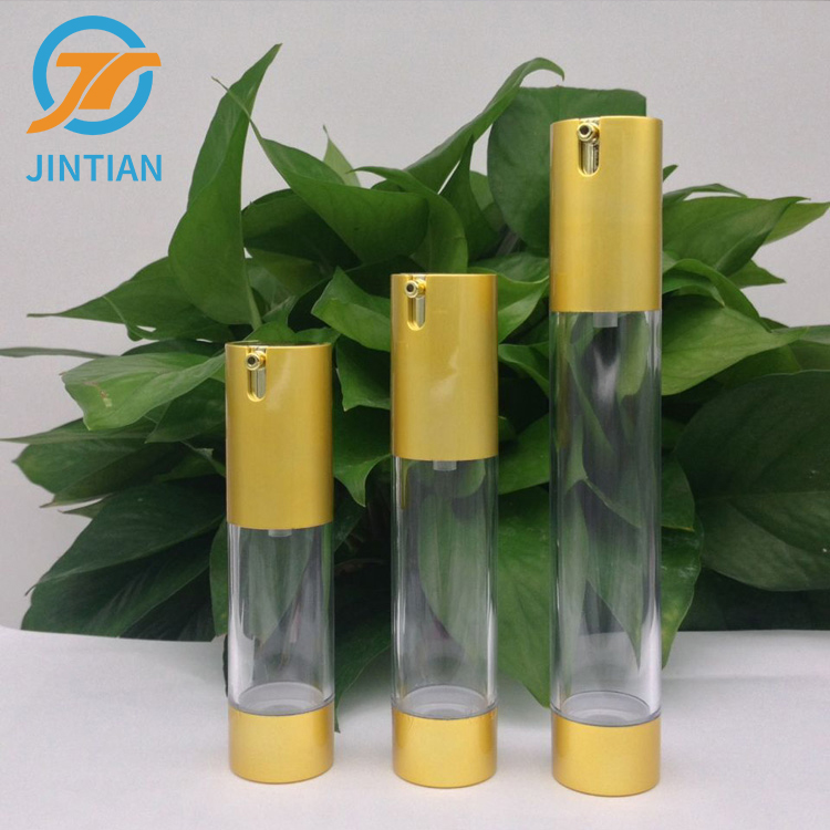 Golden Silvery Color 30ml 50ml Airless Glass Cosmetic Airless Pump Empty Glass Perfume Bottle