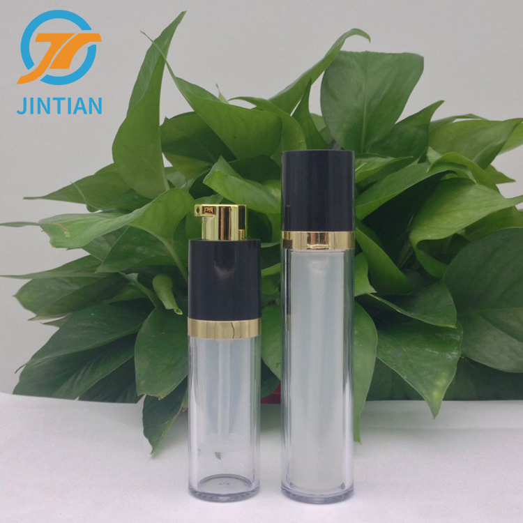 Golden Silvery Color 30ml 50ml Airless Glass Cosmetic Airless Pump Empty Glass Perfume Bottle