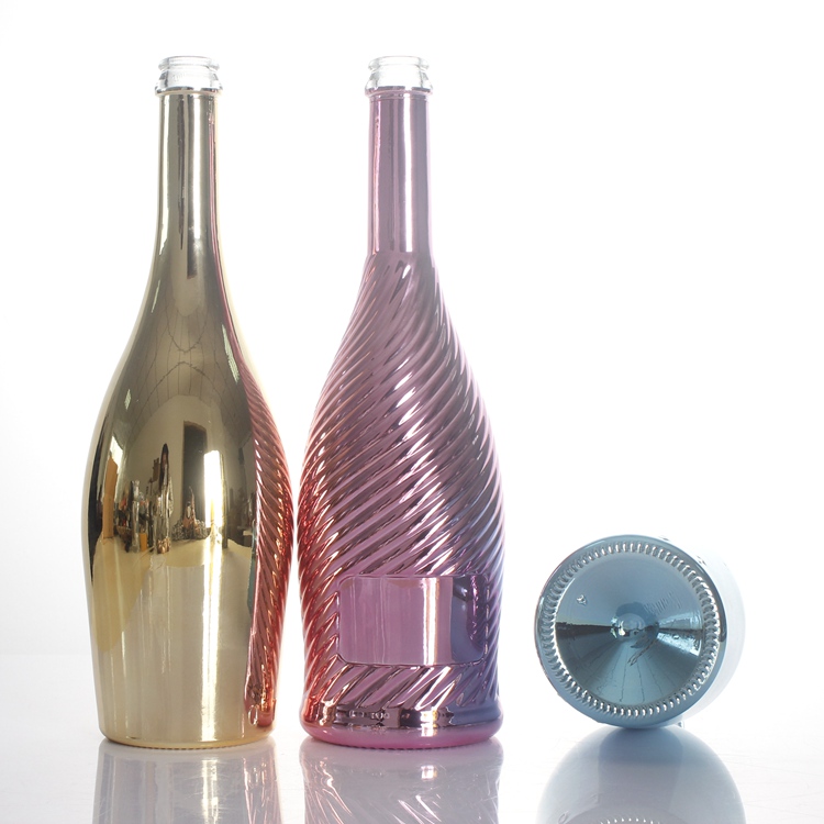 Golden silver purple gradient Color 750ml liquor wine whiskey vodka Electroplating Glass Bottles