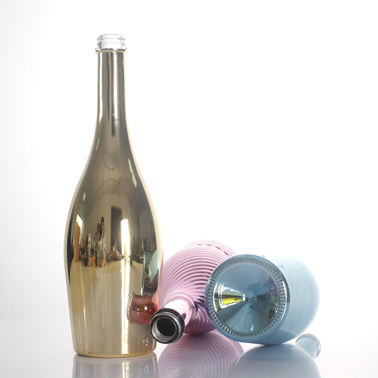 Golden silver purple gradient Color 750ml liquor wine whiskey vodka Electroplating Glass Bottles