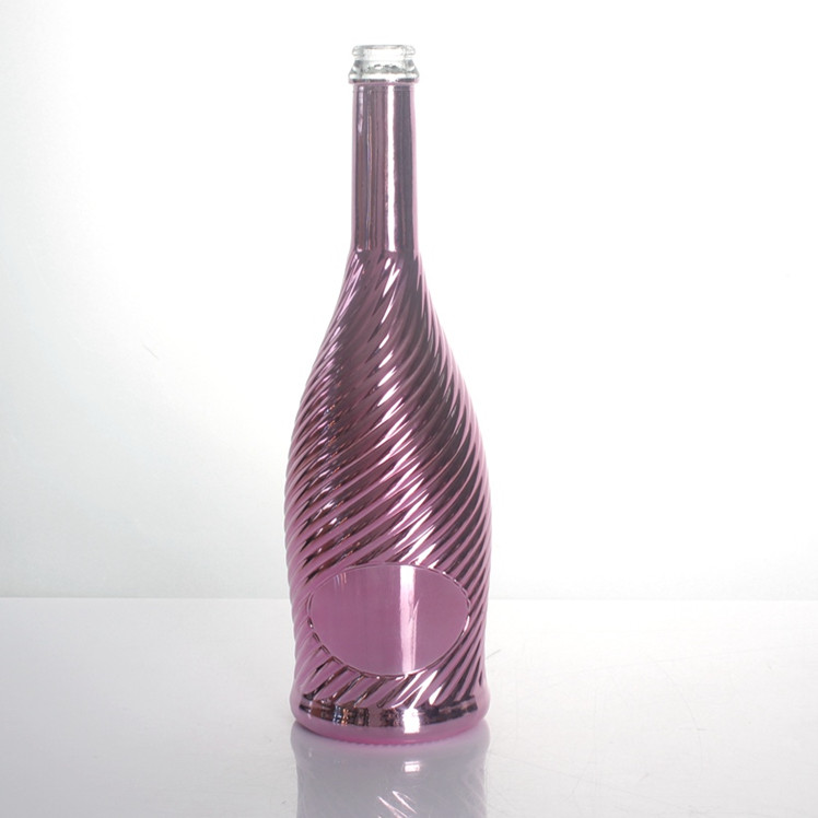 Golden silver purple gradient Color 750ml liquor wine whiskey vodka Electroplating Glass Bottles