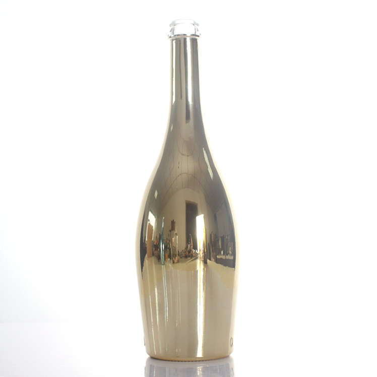 Golden silver purple gradient Color 750ml liquor wine whiskey vodka Electroplating Glass Bottles