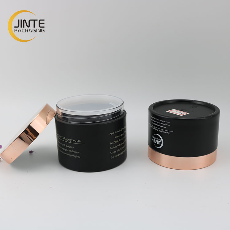 Good Design Luxury Cosmetics packaging 5ml 50ml 150ml 200ml 250ml PETG Matte Black Jar Shiny rose gold Cap