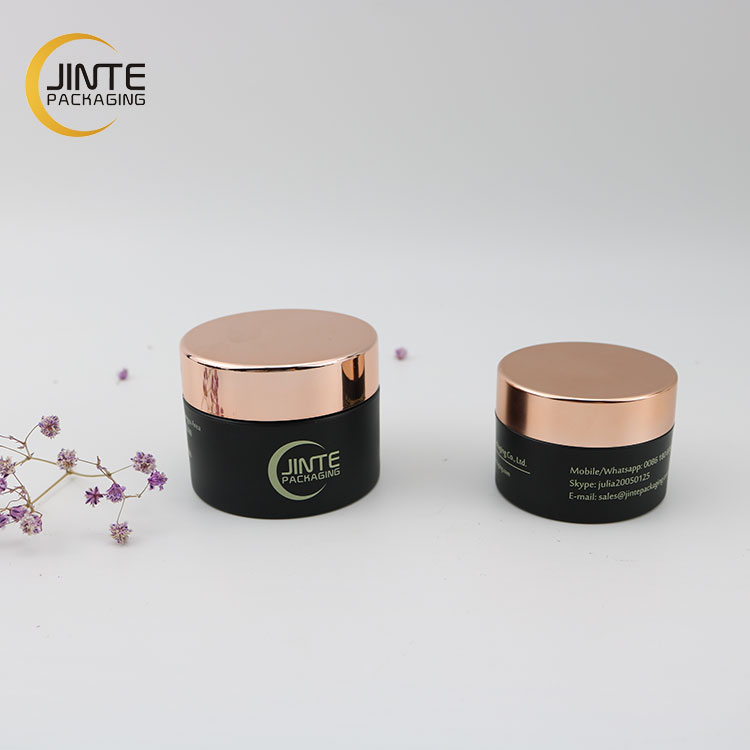 Good Design Luxury Cosmetics packaging 5ml 50ml 150ml 200ml 250ml PETG Matte Black Jar Shiny rose gold Cap