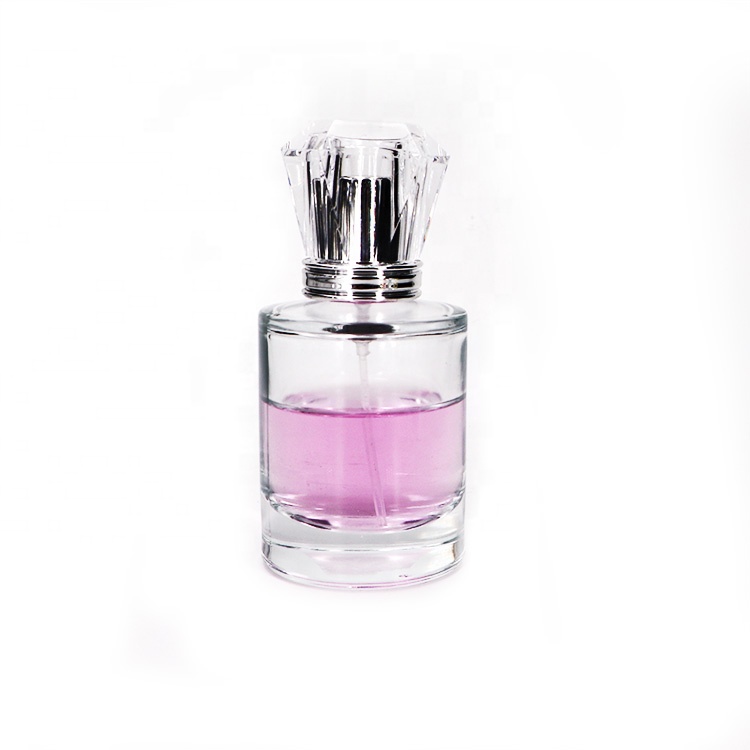 Good Design Perfume Glass Bottle 55 Ml Cylinder Clear Glass Perfume Sprayer Bottle For Women