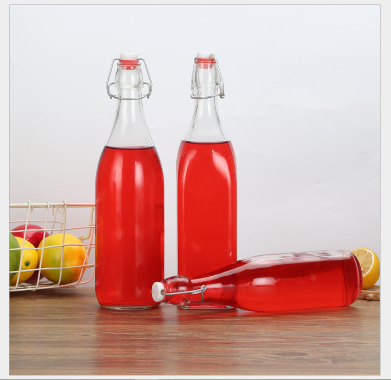 Good Price Factory Direct Swing Top Transparent Glass Beverage Bottles for Storage