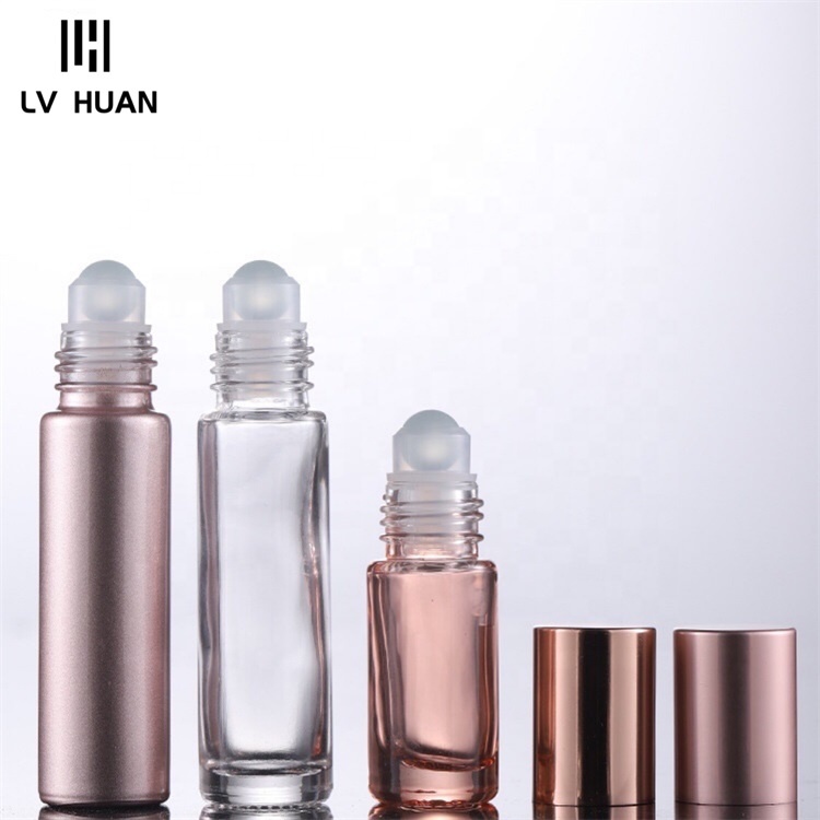 Good Quality Cosmetic Container 5ml 10ml Roll On Ball Rose Gold Glass Bottle Perfume Cosmetic Bottle