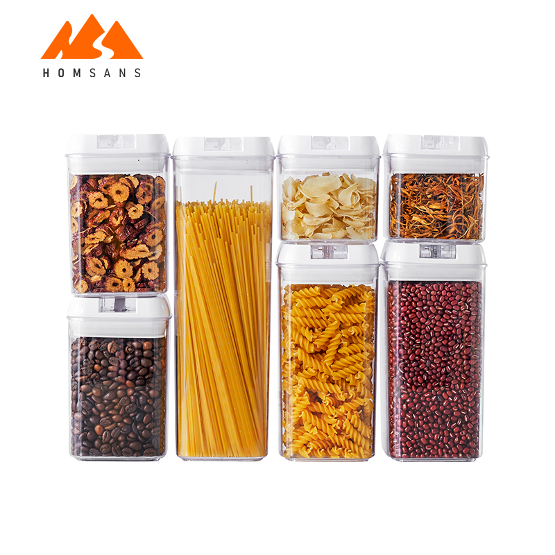 Good Quality Customized Eco-friendly Airtight Dry Storage 4pcs Set Bottles Unique Switch Design Kitchen Plastic Food Containers