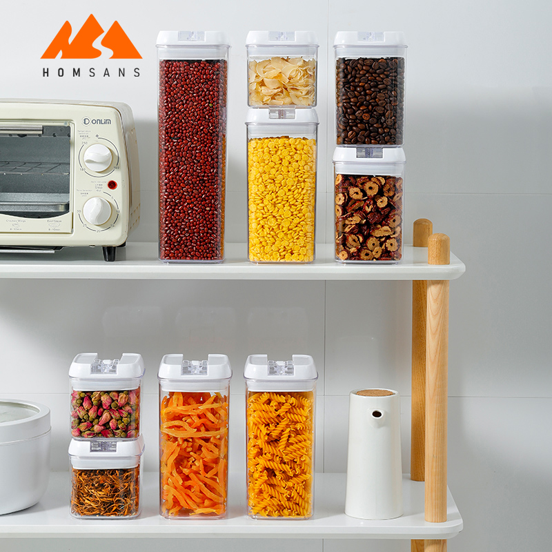 Good Quality Customized Eco-friendly Airtight Dry Storage 4pcs Set Bottles Unique Switch Design Kitchen Plastic Food Containers