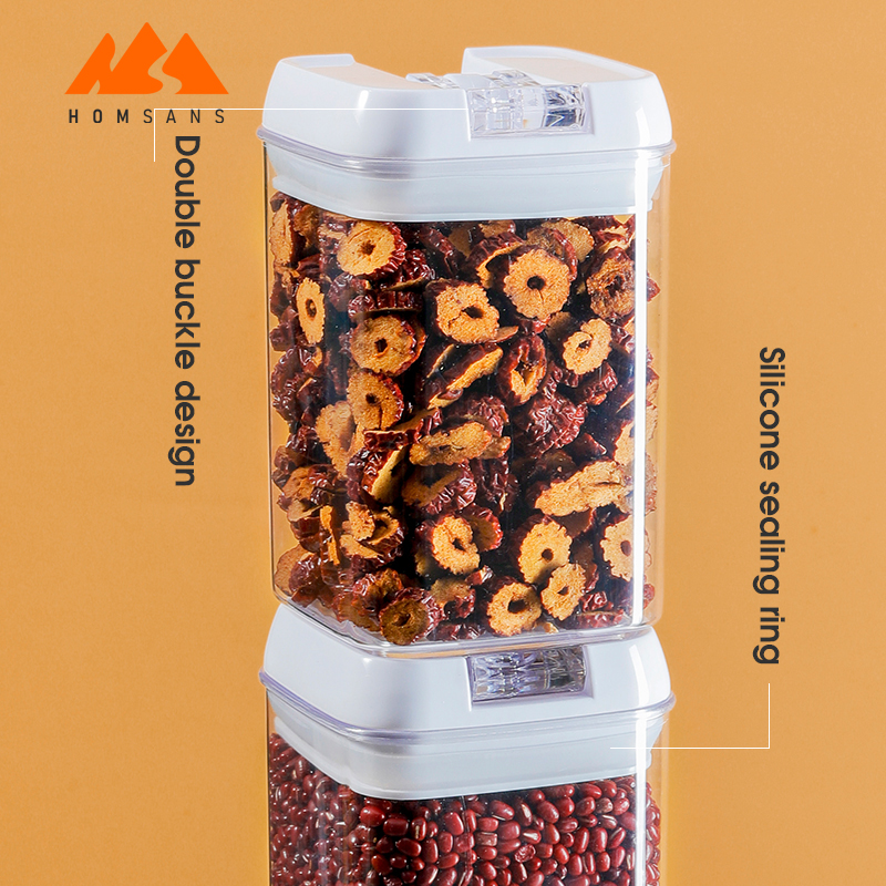Good Quality Customized Eco-friendly Airtight Dry Storage 4pcs Set Bottles Unique Switch Design Kitchen Plastic Food Containers
