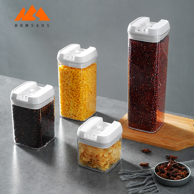 Good Quality Customized Eco-friendly Airtight Dry Storage 4pcs Set Bottles Unique Switch Design Kitchen Plastic Food Containers