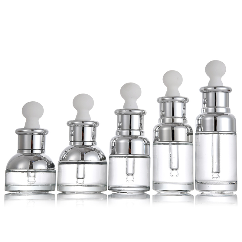 Good Quality Factory Directly 20ml 30ml 50ml Round transparent Glass dropper Essential oil bottle