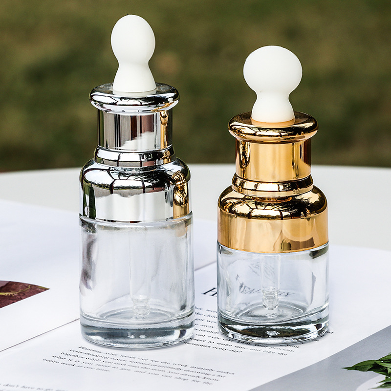 Good Quality Factory Directly 20ml 30ml 50ml Round transparent Glass dropper Essential oil bottle
