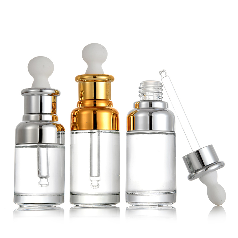 Good Quality Factory Directly 20ml 30ml 50ml Round transparent Glass dropper Essential oil bottle